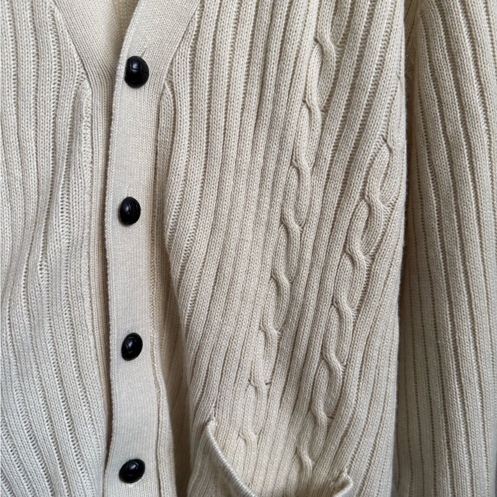 Vintage | John Blair Cream Cable Knit Cardigan | Unisex | Oversized | Size 2X - Picture 5 of 7